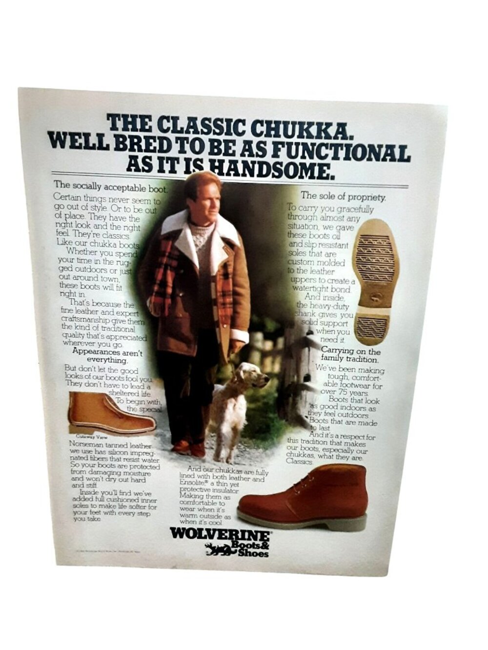 1983 Wolverine Boots Ad Chukka Shoes Vintage Print Classic
